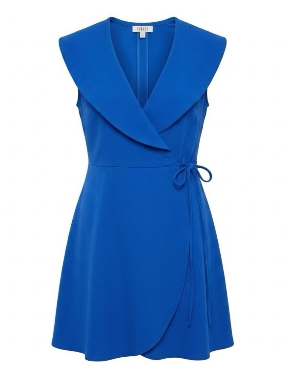 Spense Women's Royal Blue Sleeveless Ruffle Wrap Dress Size 10 A-Line Mini